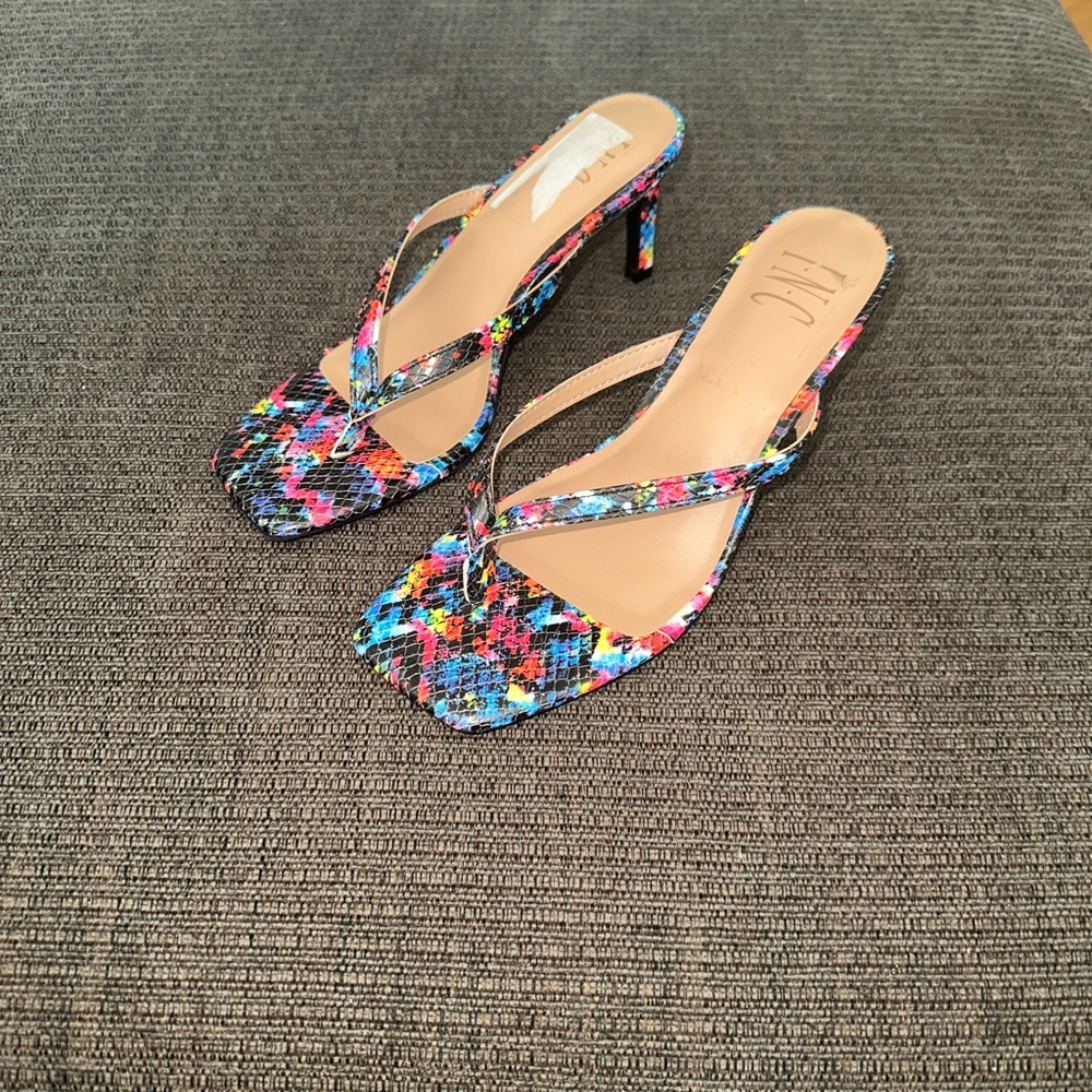 INC International Concepts Multicolored Snake Print Sandals Open toe